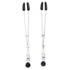 Spartacus Adjustable Tweezer Nipple Clamps W/ Beads - Purple - Nipple Clamp