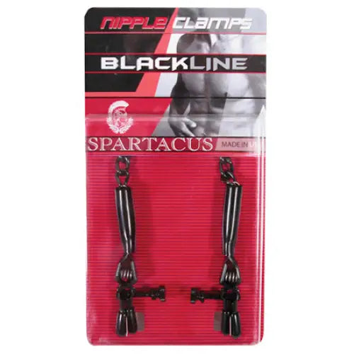 Spartacus Blackline Nipple Clamps Adjustable Rubber Tipped Pinchers - Nipple Clamp