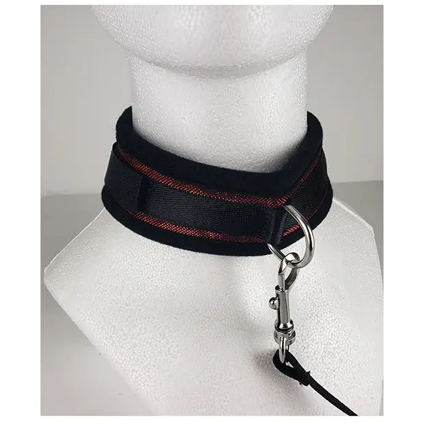 Spartacus Collar And Leash Neoprene Black - Red - Collar