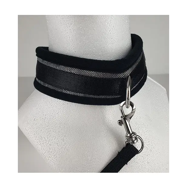 Spartacus Collar And Leash Neoprene Black - Silver - Collar