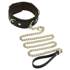 Spartacus Collar & Leash - Brown Leather W/gold Accent Hardware - Collar