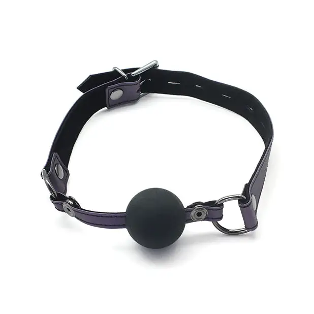 Spartacus Galaxy Legend Silicone Ball Gag with adjustable black leather strap - Purple