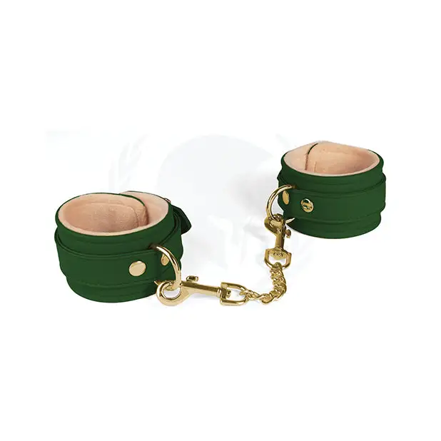 Spartacus Pu Ankle Cuffs W/plush Lining - Green - Cuffs