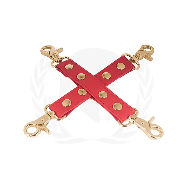 Spartacus Pu Hog Tie W/gold Hardware - Red - Cuffs