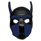 Black leather mask with horns from the Spike Neoprene Puppy Hood collection