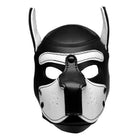 Spike Neoprene Puppy Hood - Black and White Leather Mask with Black Leather Face