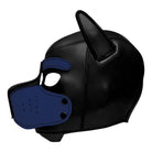 Spike Neoprene Puppy Hood - Black Leather Mask with Blue Nose, Perfect for Puppy Play