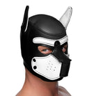 A man wearing a black and white Spike Neoprene Puppy Hood