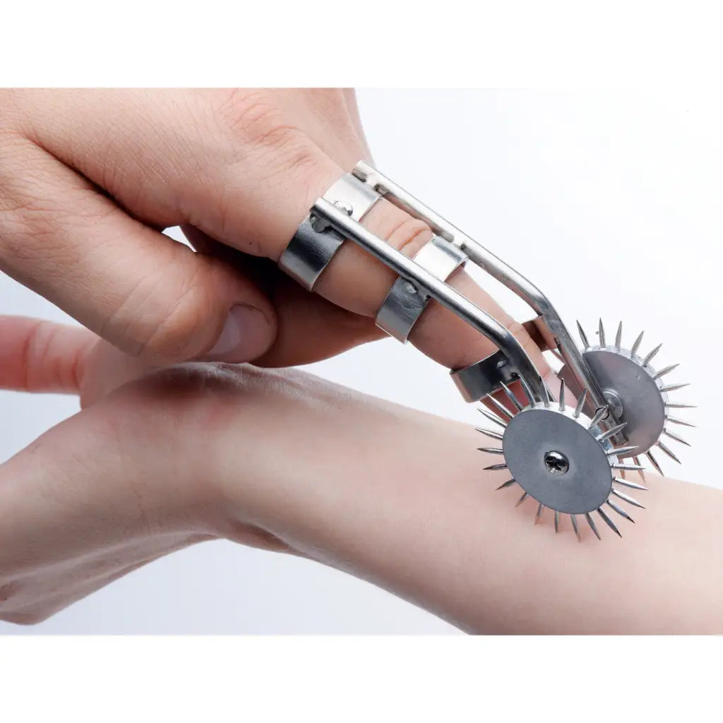 Using Spikes Double Finger Pinwheel for skin massage therapy and dermatological treatment