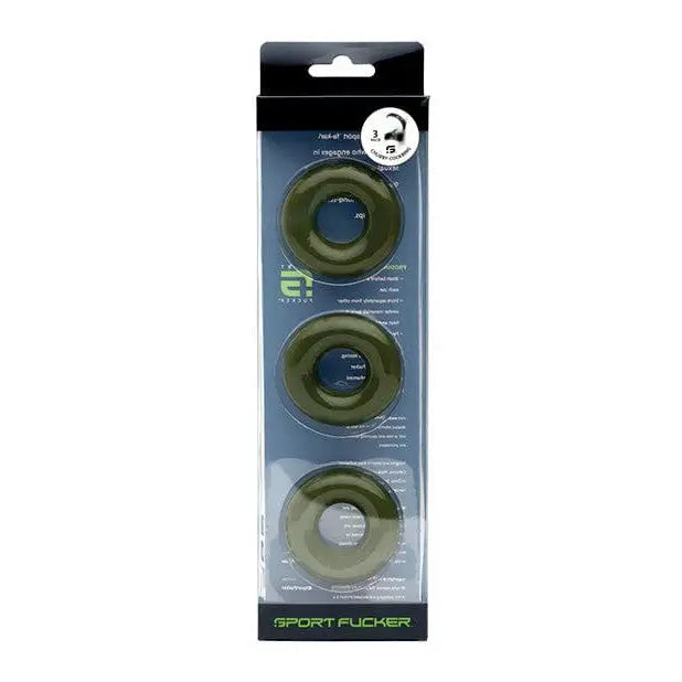 Sport Fucker Chubby Cockring Pack: Green silicon ring in packaging for enhanced comfort