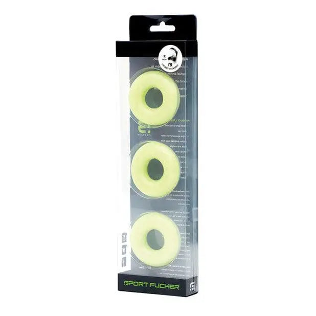 Sport Fucker Chubby Cockring Pack: Green plastic donuts in a 3-pack for enhanced performance