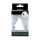 White silicone athletic protective cup in packaging with Sport Fucker Cock Harness product