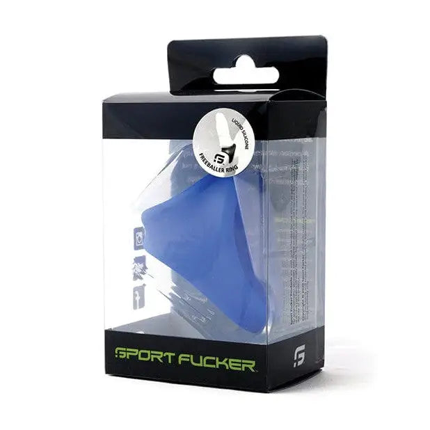 Packaging of Sport Fucker Freeballer blue sports puck in a clear box