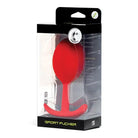 The red paddle in packaging for Sport Fucker Thunder Plug displayed professionally