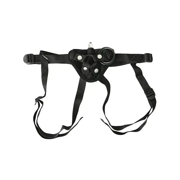 Sportsheets Adjustable Vibrating Black Velvet Strap-On Harness - Strap-On Harnesses