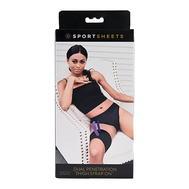 Sportsheets Dual Penetration Thigh Strap-On Harness Black - Strap-On Harnesses