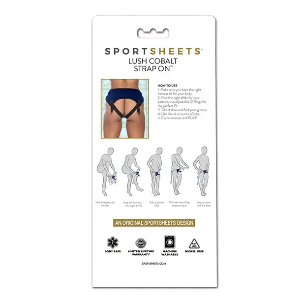 Sportsheets Lush Adjustable Cobalt Strap-On Harness - Strap-On Harnesses