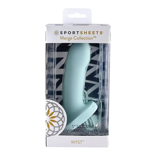 Sportsheets Merge Collection Myst Rechargeable 5 in. Silicone Vibrating Dildo Blue - Plain Vibrator