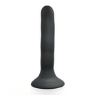 Black silicone vibrating device from Sportsheets Merge Collection with blue silicone dildo