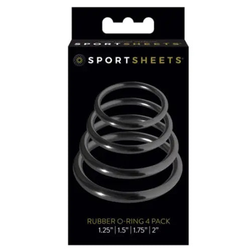 Sportsheets Rubber O-Ring 4-Pack Black - Strap-On Harnesses