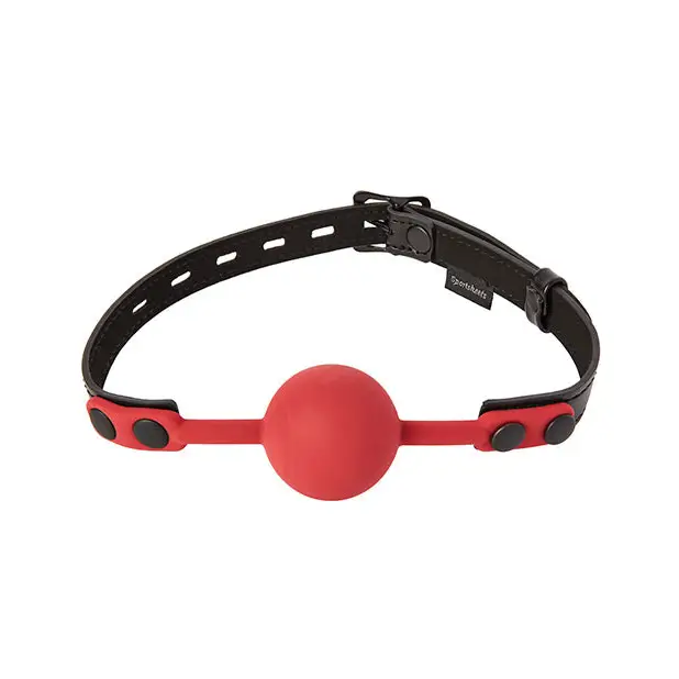 Sportsheets Saffron Adjustable Locking Silicone Ball Gag Red/Black - Ball Gag