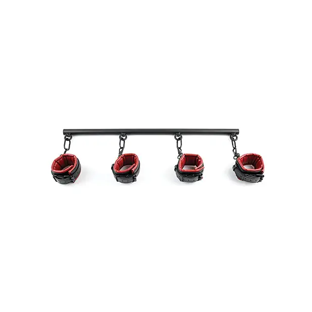 Sportsheets Saffron Adjustable Spreader Bar and Cuff Set Red/Black - Spreader Bar