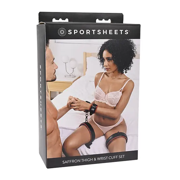 Sportsheets Saffron Adjustable Thigh & Wrist Cuff Set - Red - Wrist Cuffs