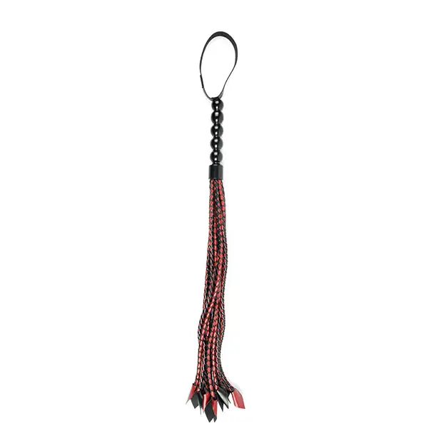 Sportsheets Saffron Braided Flogger Red/Black - Crops