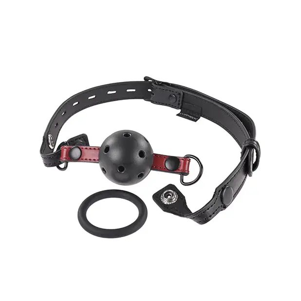 Sportsheets Saffron Interchangeable Gag with Adjustable Buckle - Red - Ball Gag