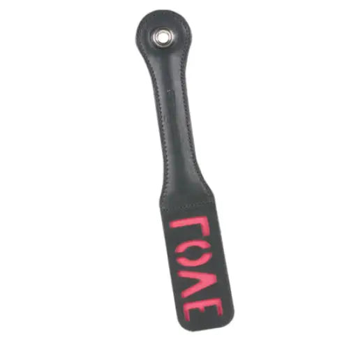 Sportsheets Sex & Mischief 12 in. ’Love’ Leather Impression Paddle - Paddle