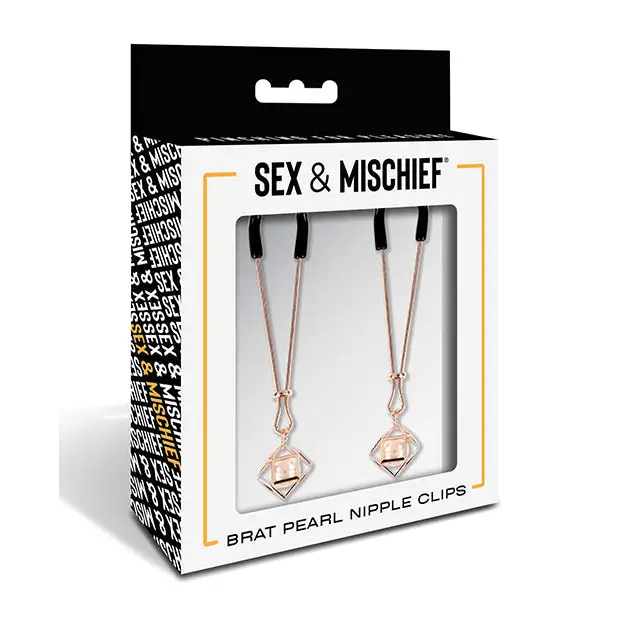 Sportsheets Sex & Mischief Brat Pearl Nipple Jewelry - Rose Gold - Nipple Clamp