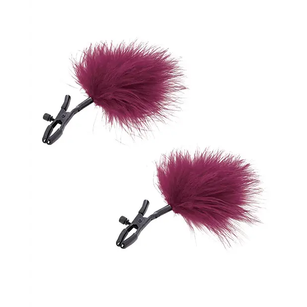 Sportsheets Sex & Mischief Enchanted Feather Nipple Clamps Burgundy - Nipple Clamp