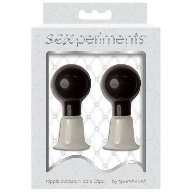 Packaged Sportsheets Sex & Mischief Nipple Suckers - Black and White Set