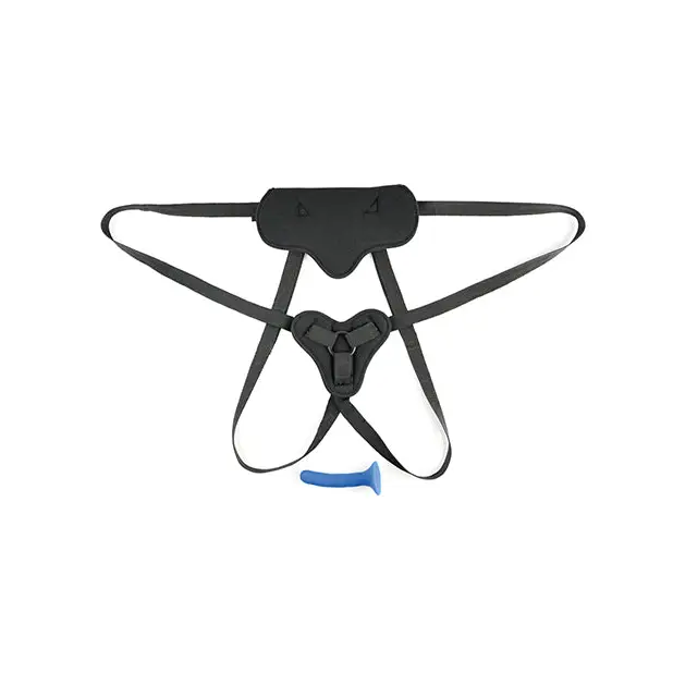 Sportsheets Special Edition New Comer’s Strap-On Set with Adjustable Harness & 5.25 in. Silicone Dildo Blue/Black