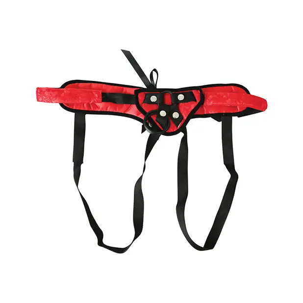 Sportsheets Sunset Lace Corsette Adjustable Strap-On Harness Red - Strap-On Harnesses