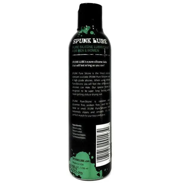 Black bottle of SPUNK Lube Pure Silicone lubricant for men and women