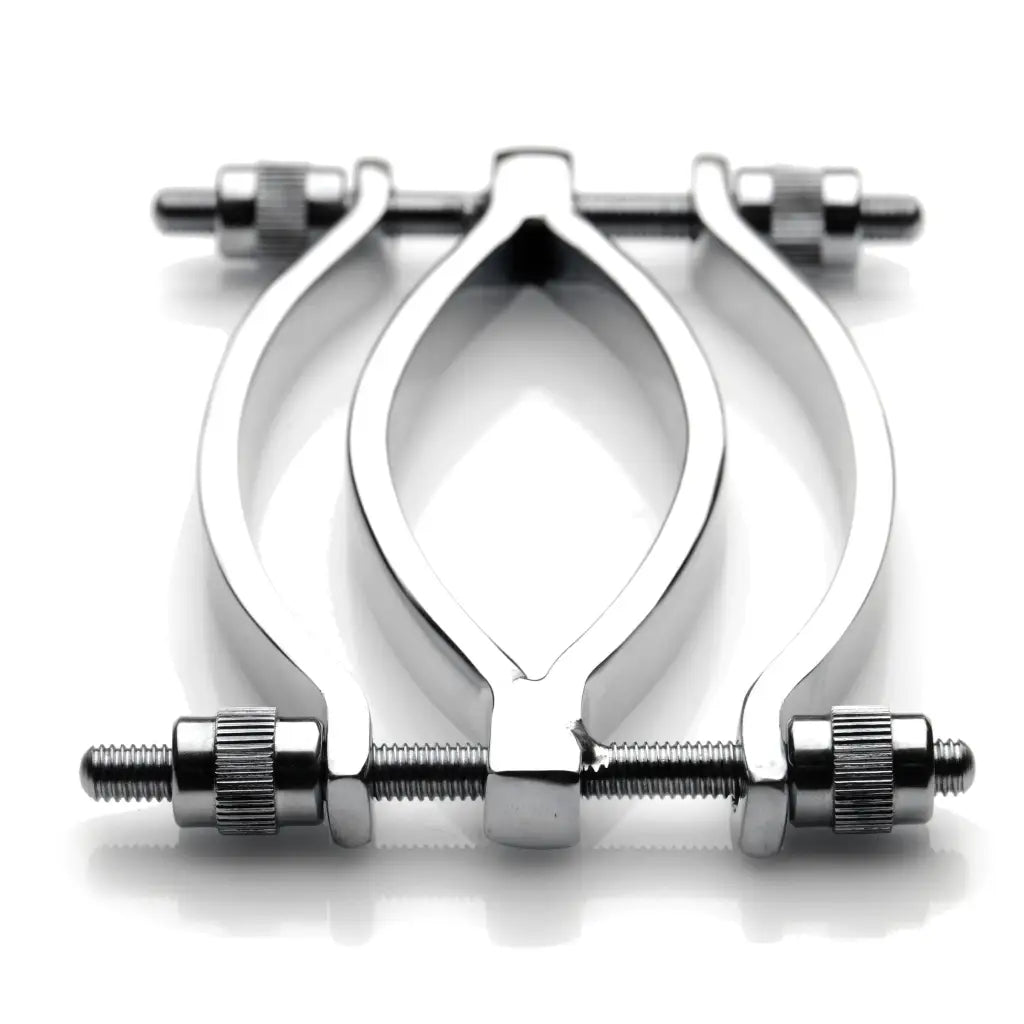 Master Series Leatherr Stainless Steel Adjustable Pussy Clamp at the Haus of Shag