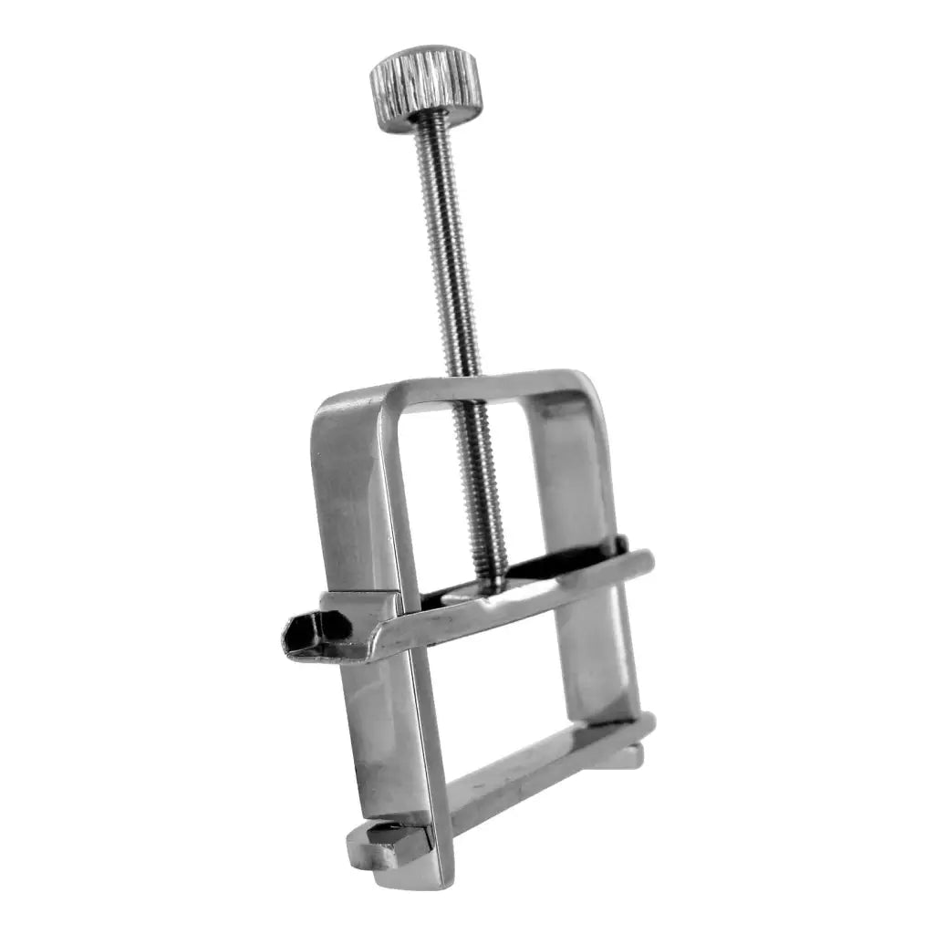 Stainless steel nipple vise with adjustable screw mechanism for secure grip