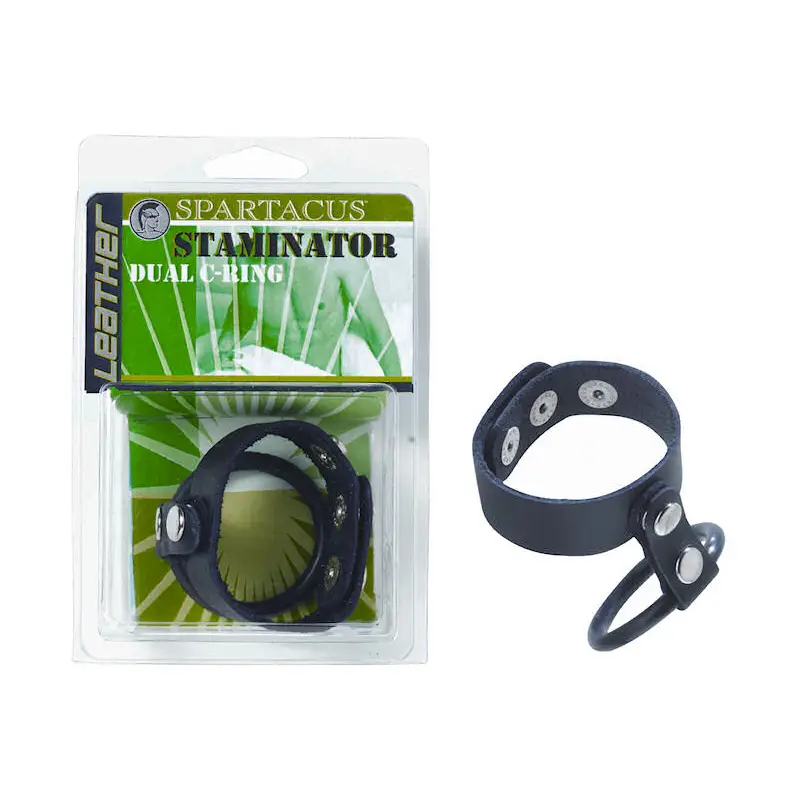 Staminator Leather & Rubber Dual C-ring - Cock Ring