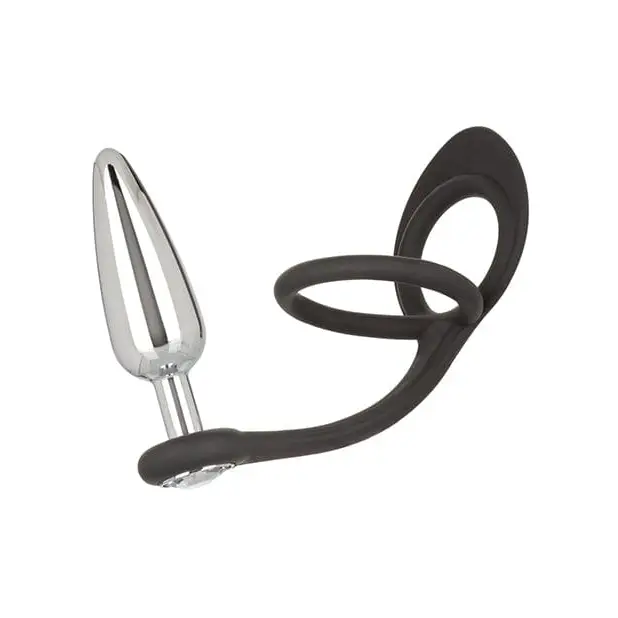 CalExotics Plug Star Fucker Slim Gem Plug W/silicone Enhancer - Black at the Haus of Shag