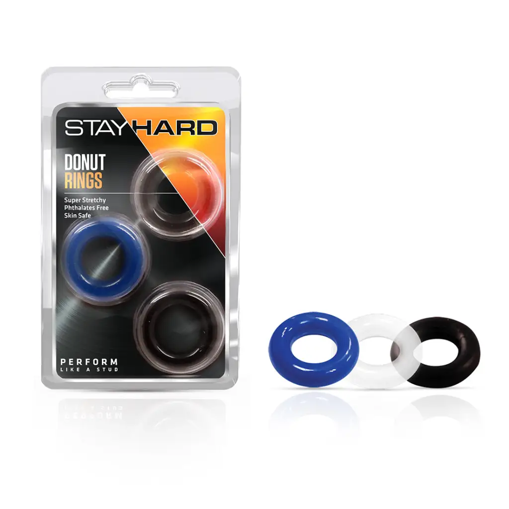 Stay Hard Donut Rings 3 Pack - Enhance with stylish, durable cock rings for lasting pleasure