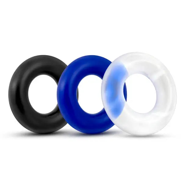 Blue and white Stay Hard Donut Rings - silicone cock rings for lasting performance