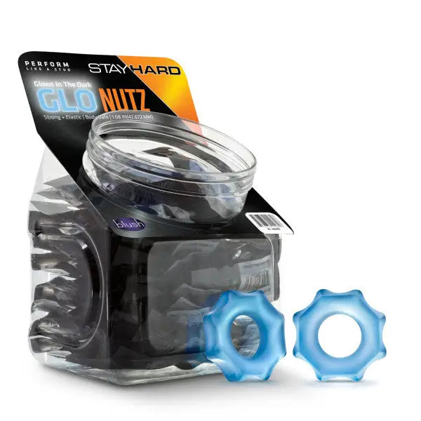 Stay Hard Glo Nutz 40 Piece Fishbowl Blue - Sextoys for Couples