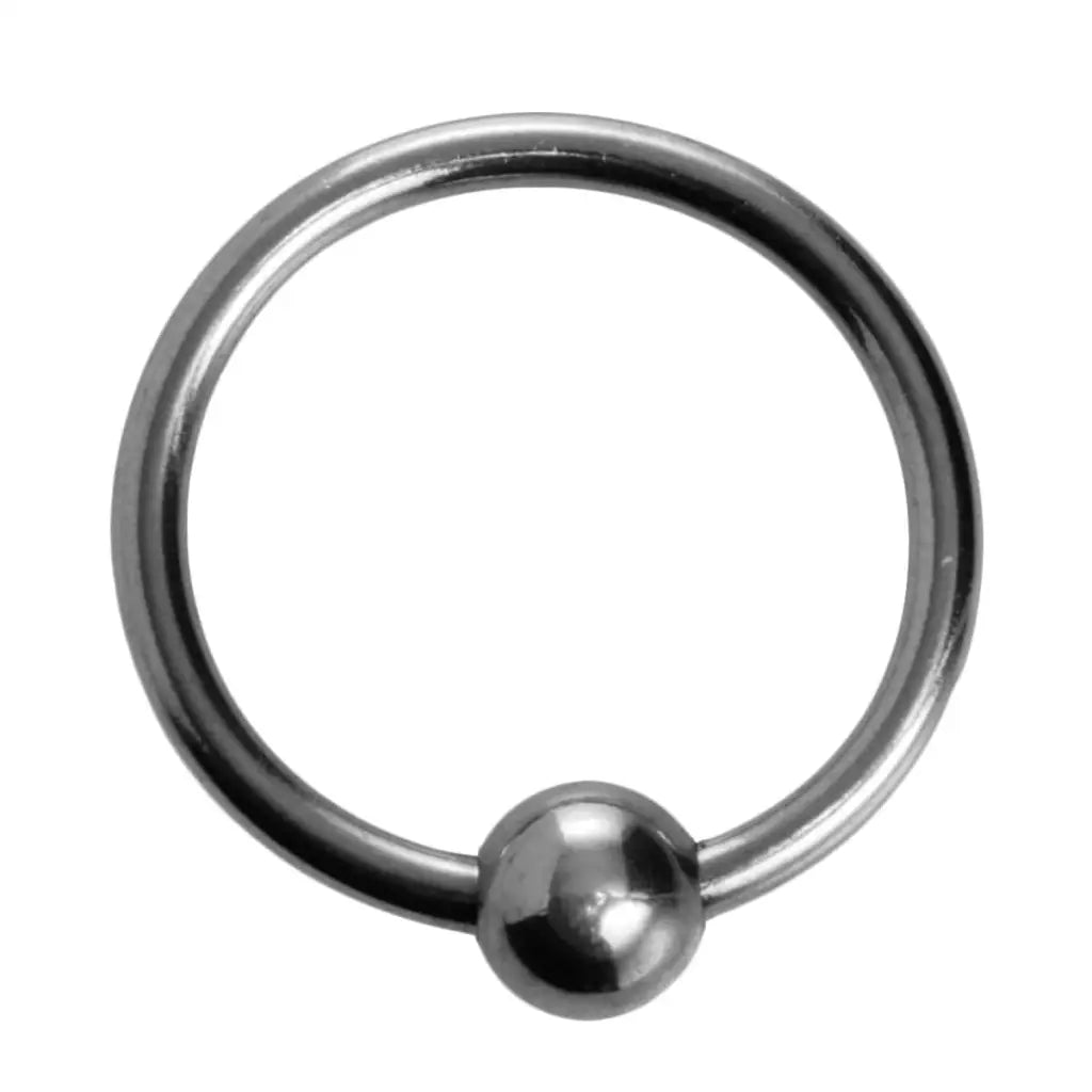 Steel Ball Head Ring - Elegant metallic ring with an attached small steel ball bead