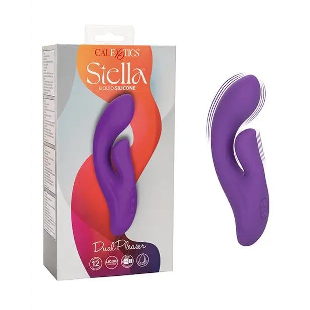 CalExotics Vibrator Stella Liquid Silicone Dual Pleaser - Purple at the Haus of Shag