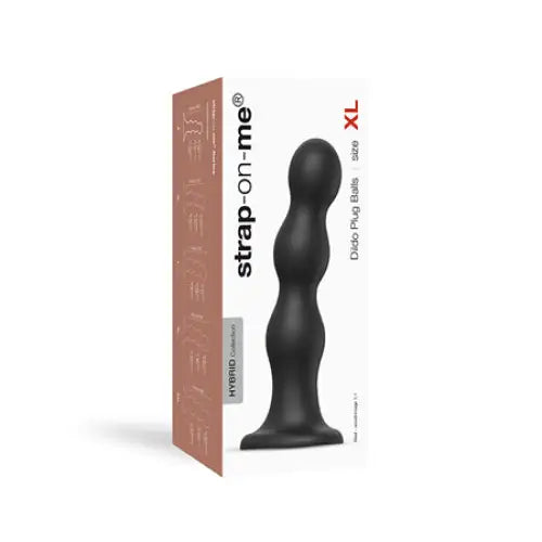 Strap-On-Me Hybrid Collection Silicone Dildo Plug Balls Black XL - Realistic Dildo