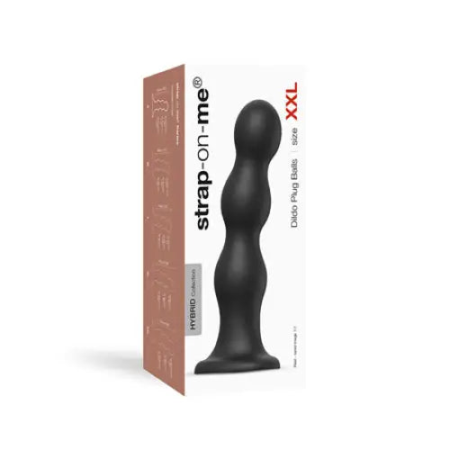 Strap-On-Me Hybrid Collection Silicone Dildo Plug Balls Black XXL - Realistic Dildo