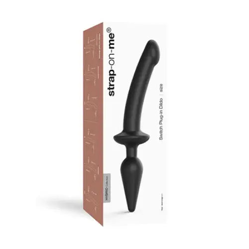 Strap-On-Me Hybrid Collection Switch Plug-In Dual-Ended Dildo & Plug Black XXL - Realistic Dildo