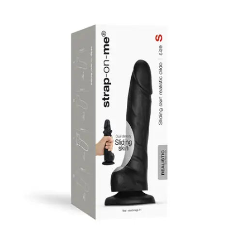 Strap-On-Me Realistic Collection Sliding Skin Dual-Density Silicone Dildo Black S - Realistic Dildo