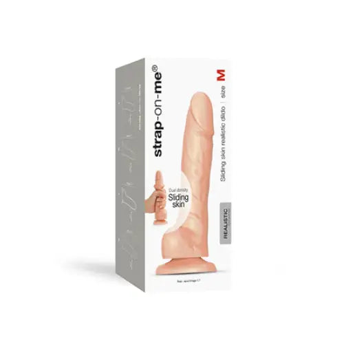 Strap-On-Me Realistic Collection Sliding Skin Dual-Density Silicone Dildo Vanilla M - Realistic Dildo